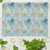 Kawaii Octopus Pattern - Niedliches Meeresleben Geschirrtuch (Gefaltet)