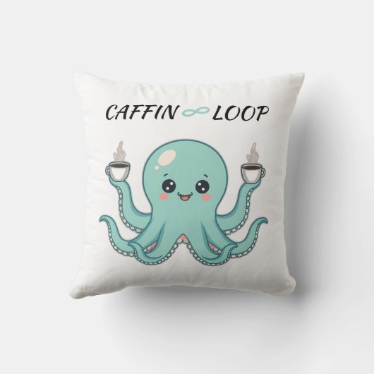 Kawaii Octopus Pillow - Caffin Loop Coffee Vibes Kissen (Rückseite)