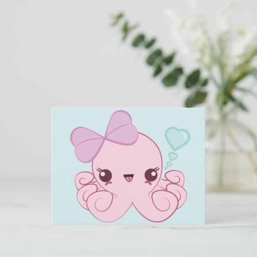 Kawaii Octopus Postcard Postkarte (Stehend Vorderseite)