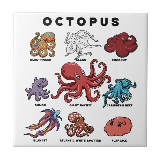 Kawaii-Oktopus der Welten Fliese (Vorderseite)