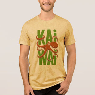 Kawaii Oktopus im japanischen Stil - Senf-Heather- Tri-Blend Shirt