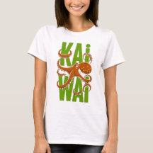 Kawaii Oktopus japanischer Stil Damen weißes T-Shi