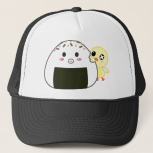 Kawaii "Onigiri" Reis-Ball mit Ejiki das Küken Truckerkappe