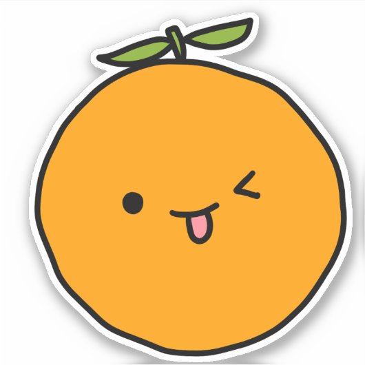 Kawaii Orange Fruit Aufkleber (Vorderseite)