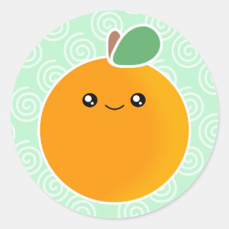 Kawaii Orange Runder Aufkleber