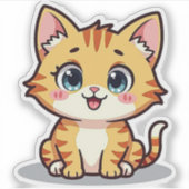 Kawaii Orange Tabby Kitten mit Herz-Augen Aufkleber (Vorderseite)