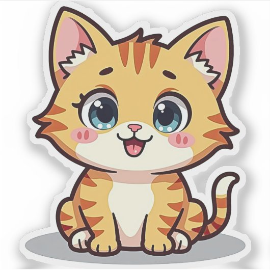 Kawaii Orange Tabby Kitten mit Herz-Augen Aufkleber (Vorderseite)