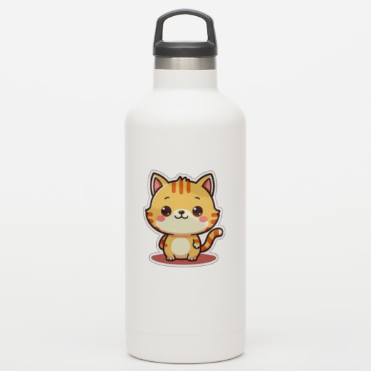 Kawaii Orange Tabby Kitten - Schlaflosigkeit Pose Aufkleber (Wassserflasche)