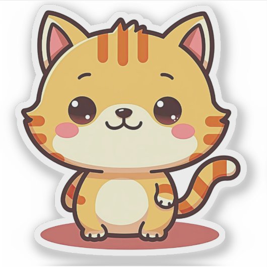 Kawaii Orange Tabby Kitten - Schlaflosigkeit Pose Aufkleber (Vorderseite)