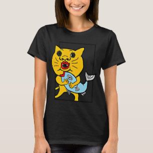 Kawaii Orange- und blauer Fisch Illustration – C T-Shirt