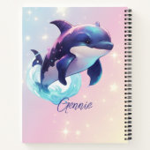 Kawaii Orca Killer Whale Personalisiert Blue & Pin Notizblock (Rückseite)