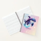 Kawaii Orca Killer Whale Personalisiert Blue & Pin Notizblock (Innenseite)