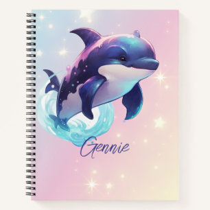Kawaii Orca Killer Whale Personalisiert Blue & Pin Notizblock
