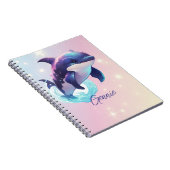 Kawaii Orca Killer Whale Personalisiert Blue & Pin Notizblock (Rechte Seite)