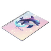 Kawaii Orca Killer Whale Personalisiert Blue & Pin Notizblock (Linke Seite)