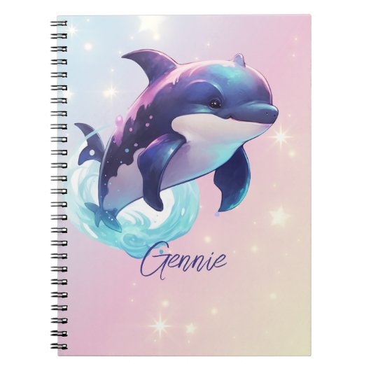 Kawaii Orca Killer Whale Personalisiert Blue & Pin Notizblock (Vorderseite)