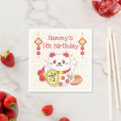 Kawaii Oriental Lucky Cat Birthday Party Serviette (Beispiel)