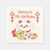 Kawaii Oriental Lucky Cat Birthday Party Serviette (Vorderseite)