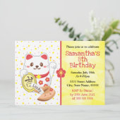 Kawaii Oriental Lucky Cat Einladung (Stehend Vorderseite)