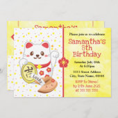 Kawaii Oriental Lucky Cat Einladung (Vorne/Hinten)