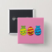 Kawaii Ostereier mit Ribbons Button (Vorne & Hinten)