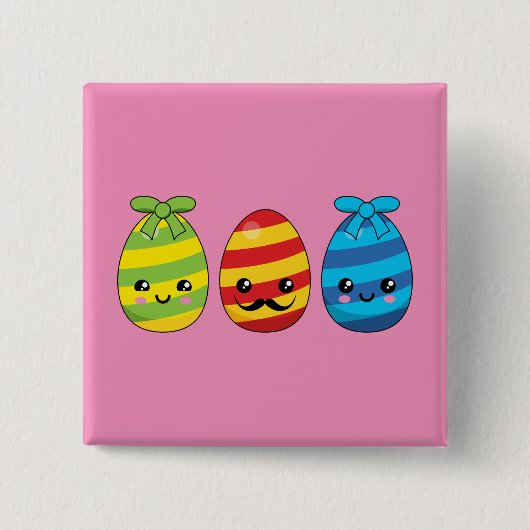 Kawaii Ostereier mit Ribbons Button (Vorderseite)