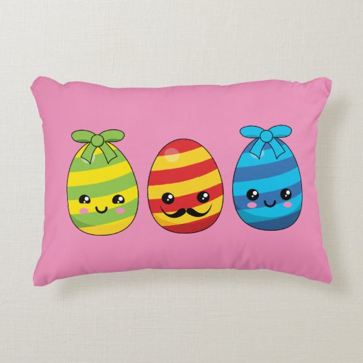 Kawaii Ostereier mit Ribbons Dekokissen (Vorderseite)