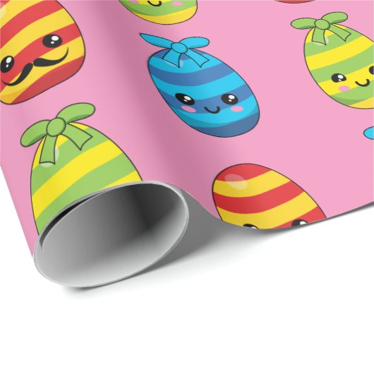 Kawaii Ostereier mit Ribbons Geschenkpapier (Rolleneckpunkt)