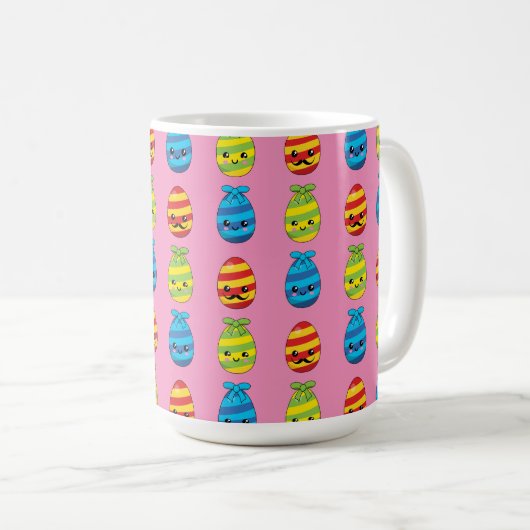 Kawaii Ostereier mit Ribbons Kaffeetasse (VorderseiteRechts)