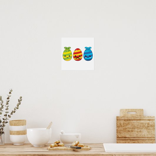 Kawaii Ostereier mit Ribbons Poster (Küche)