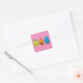 Kawaii Ostereier mit Ribbons Quadratischer Aufkleber (Umschlag)