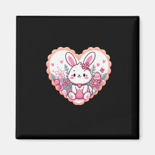 Kawaii Osterhase mit Blume und Ostereier St. Magnet