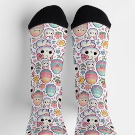 Kawaii Osterkatze Socken Niedliche Kitty & farbenf