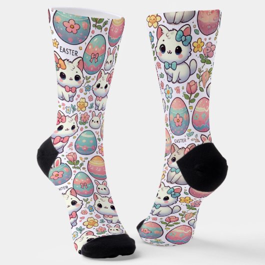 Kawaii Osterkatze Socken Niedliche Kitty & farbenf (Gewinkelt)