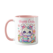 Kawaii Osterkatze Tasse - Niedliche Bunny Ears & P