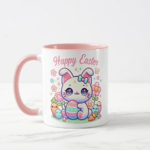 Kawaii Osterkatze Tasse - Niedliche Bunny Ears & P