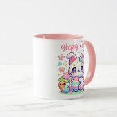 Kawaii Osterkatze Tasse - Niedliche Bunny Ears & P (VorderseiteRechts)