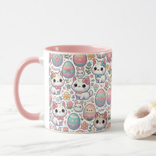 Kawaii Osterkatze Tasse - Niedliche Kitty - farben