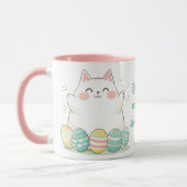 Kawaii Osterkatze Tasse Niedliche Küche & bunte Ei (Links)