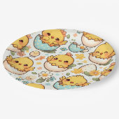 Kawaii-Osterküken-Papierplatten Pappteller (Schrägansicht)