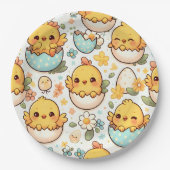 Kawaii-Osterküken-Papierplatten Pappteller (Vorderseite)