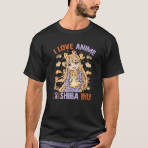 Kawaii Otaku Girl - I Liebe Anime and Shiba Inu -  T-Shirt