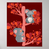 Kawaii-Paar Koalas mit Herz-Baum Poster (Vorne)