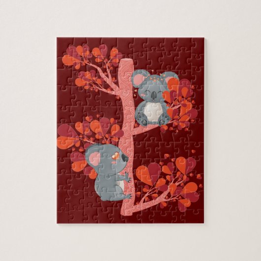 Kawaii-Paar Koalas mit Herz-Baum Puzzle (Vertikal)