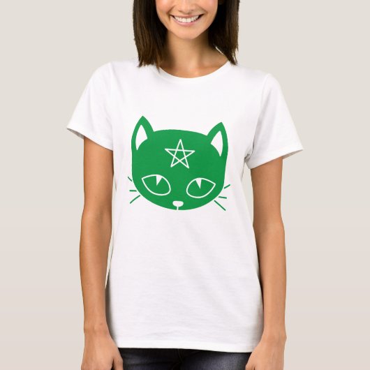 Kawaii Pagan Green Cat T - Shirt (Vorderseite)