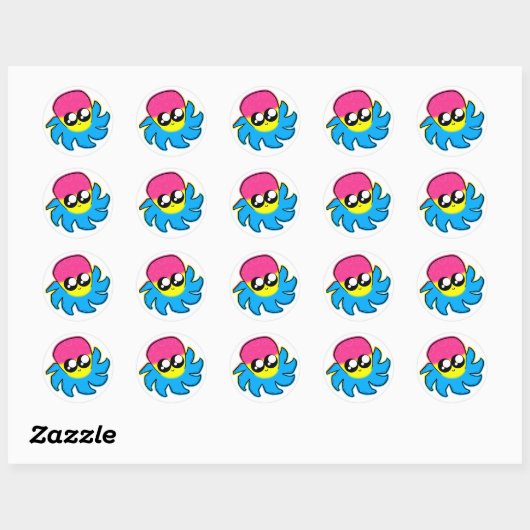 Kawaii Pan Pride Octopus Stickers (Blatt)