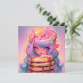 Kawaii Pancake Fairy Birthday Party Einladung (Stehend Vorderseite)