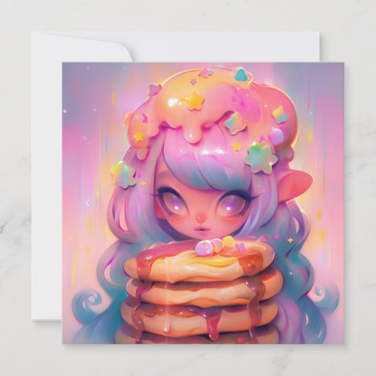Kawaii Pancake Fairy Birthday Party Einladung (Vorderseite)