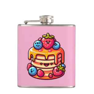 Kawaii Pancake Frühstück Niedliches Design Flachmann