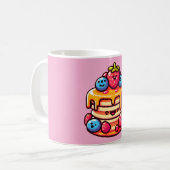 Kawaii Pancake Frühstück Niedliches Design Kaffeetasse (Vorderseite Links)